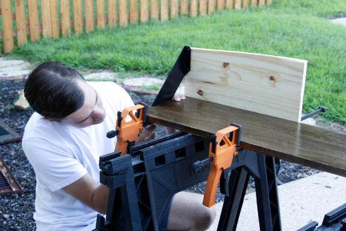 Attaching Shelf Brackets to Modern Houseplant Shelf