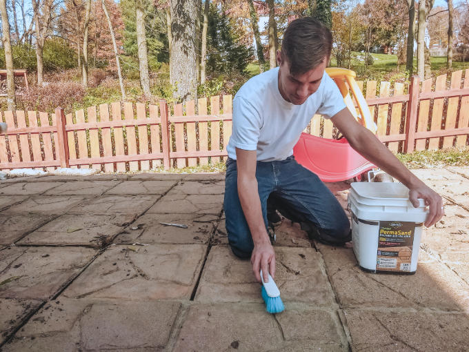 Patio Fall Refresh with Polymeric Sand Polymer Paver Block Crack Fill