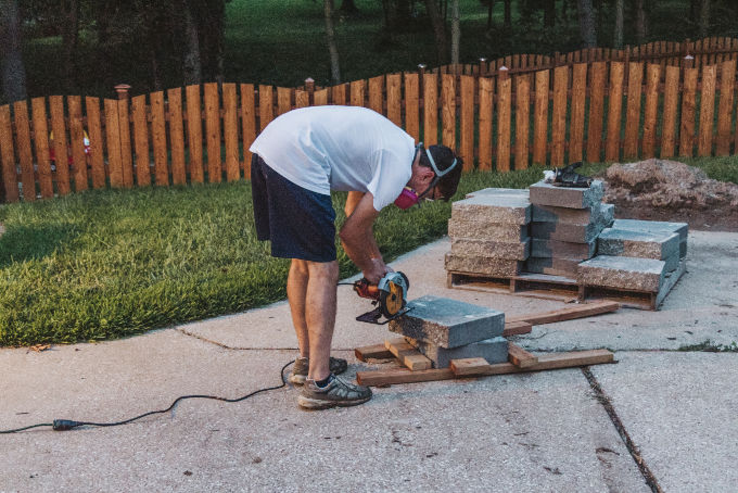Versa Lok Landscape Retaining Wall Block Cutting with Circular Saw