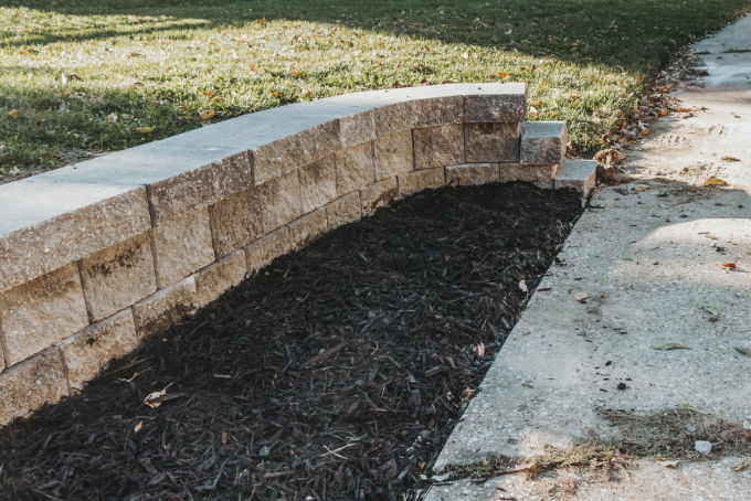 Versa Lok Landscape Retaining Wall Driveway After Mulch
